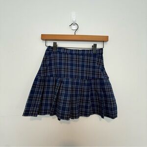 H&M Navy Plaid Mini Skirt size 9/10